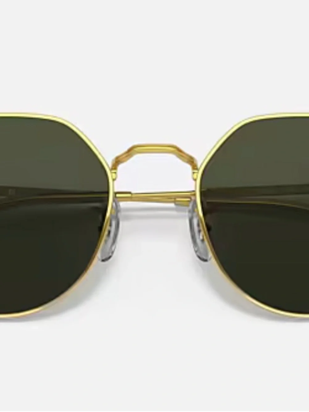 Ray-Ban Gold Frame Dark Green Lens Round Sunglasses with Brown Case